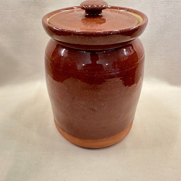 Sherbrooke Village Pottery Nova Scotia Stoneware Lidded Canister 1994