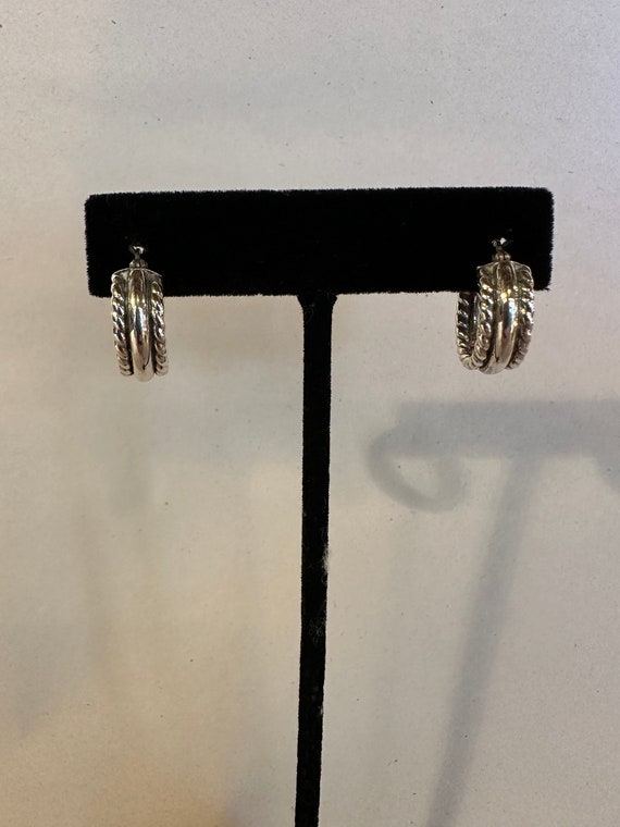 Vtg Sterling Silver Huggie Style Hoop Earrings