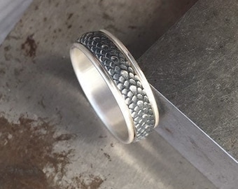 Dragon Scales Spinner Ring - Handmade Upon Order in Solid Sterling Silver - Nickel Free - 100% Made in America