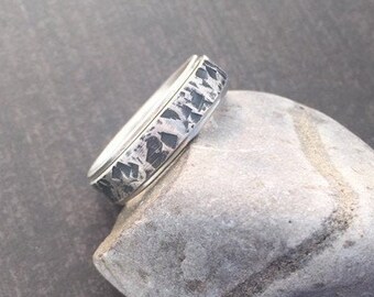 Rustic Spinner Ring in Sterling Silver - Handmade Upon Order in the PNW - Fidget Ring to Help Anxiety - Nickel Free .925 Alloy