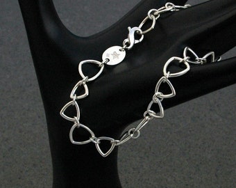 Triangle Link Chain - Made to Order as a Bracelet or Anklet - Handmade in Sterling Silver