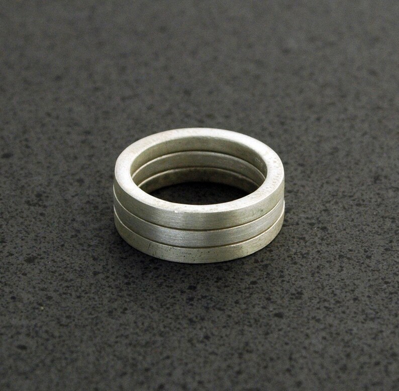 2.4mm Thick Matte Ring Stackable Band in Sterling Silver Made in Square Wire Nickel Free Solid Silver US Made