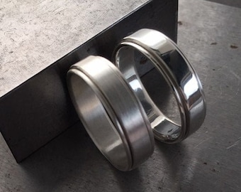 Handmade Spinner Ring in Sterling Silver (Nickel Free) - Choose Your Finish - Made Upon Order Fidget Ring to Help Anxiety