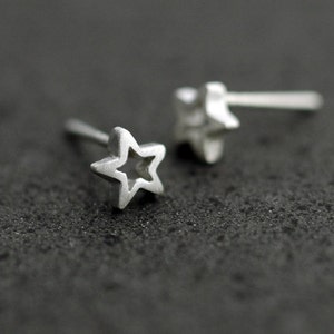 Star Stud Earrings in Sterling Silver (Nickel Free) - Handmade in the US