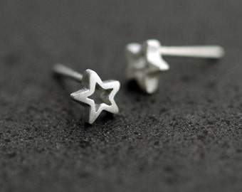 Star Stud Earrings in Sterling Silver (Nickel Free) - Handmade in the US