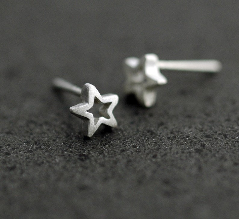 Star Stud Earrings in Sterling Silver Nickel Free Handmade in the US Bild 1