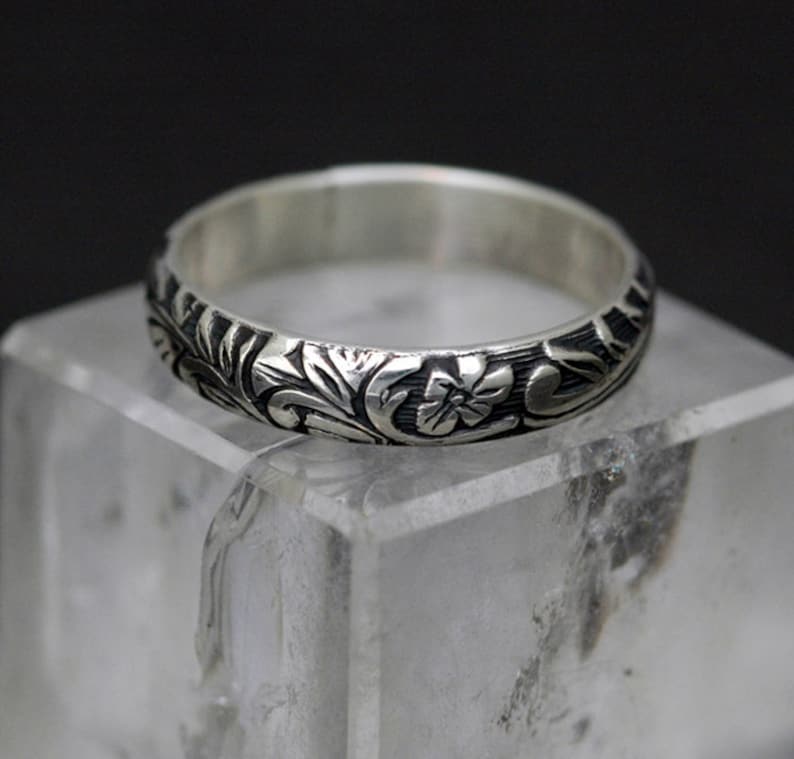 Floral and Scroll Ring in Sterling Silver Made Upon Order | Etsy