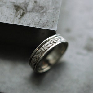 Cherry Blossom Spinner Ring - Handmade in Reclaimed Sterling Silver - Nickel Free Band - 100% Made in America - Delicate Posey Ring