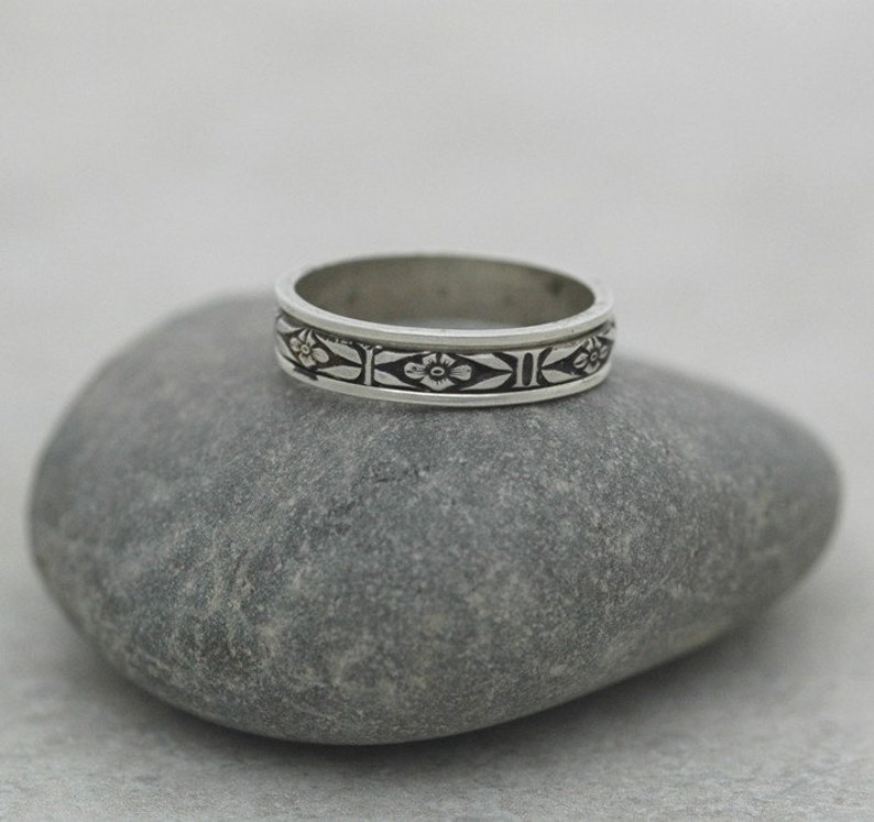 Cherry Blossom Spinner Ring Handmade in Solid Sterling Silver A Delicate Fidget Band 100% made in the USA Nickel Free Meditation Ring image 5