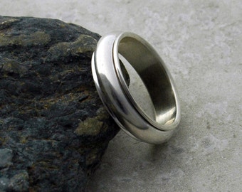 Wide Domed Spinner Ring in Sterling Silver - Handmade Upon Order - Nickel Free Band for Anxiety and Meditation