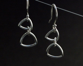 Linked Triangles - Earrings in Sterling Silver (Nickel Free) - Handmade and Ready to Ship!