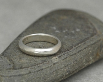 The Classic Ring - Domed Band in Reclaimed Sterling Silver -Hand Made Upon Order with a Comfortable Fit - Nickel Free