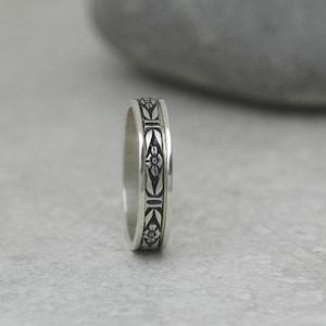 Cherry Blossom Spinner Ring in Solid Sterling Silver 925 - A Delicate Fidget Band - 100% Handmade in the USA - Nickel Free - Meditation Ring