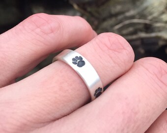 Paw Print Ring - Handmade in Sterling Silver - Made Upon Order - Nickel Free