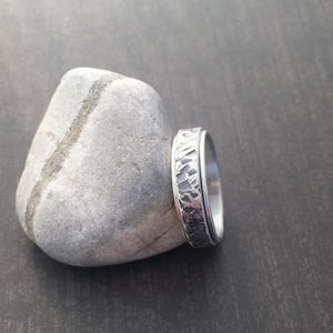 Forged Rustic Spinner Ring in Sterling Silver - Handmade Upon Order up to size 13.5 - Fidget Ring to Help Anxiety - Nickel Free