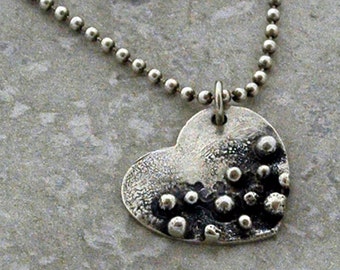 FIzz - Silver Heart Necklace in Reclaimed Metal - Made Upon Order