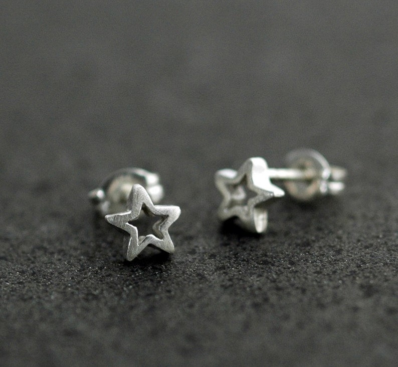 Star Stud Earrings in Sterling Silver Nickel Free Handmade in the US Bild 3