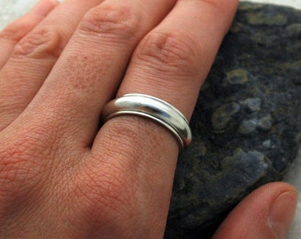 Wide Spinner Ring in Sterling Silver - Rounded Profile - Made Upon Order