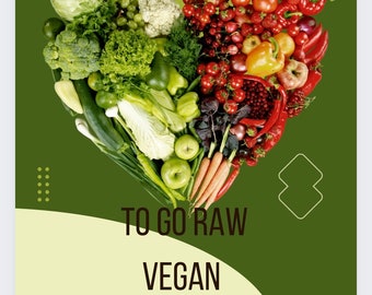 May include: A green and yellow graphic with the text "101 Reasons to Go Raw Vegan" and a heart-shaped arrangement of fresh fruits and vegetables. The text "Includes a guide to everything you need to know to start your raw vegan journey" is below the graphic. The text "Morgan Milan" is at the bottom of the graphic.