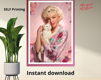 Printable wall poster, digital art, inspired by Marilyn Monroe, high-resolution PDF, all sizes.