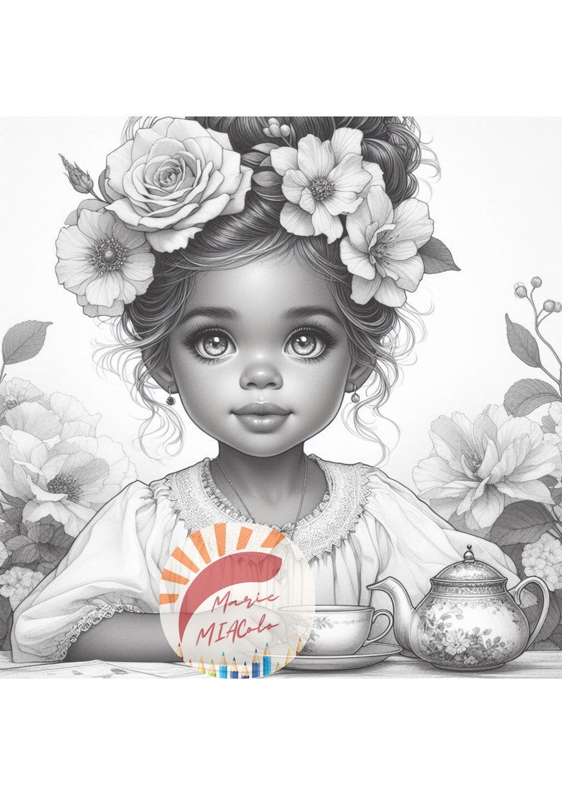 20 Normal and Light Grayscale Coloring Pages, Adorable Vintage Girls ...