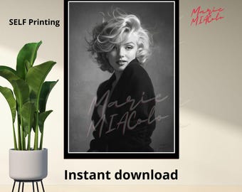 Marilyn Monroe 1926–2026 Centennial Poster, Printable wall art – Hollywood black and white photo, PDF HD, all sizes