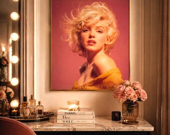 Marilyn Monroe Inspired Wall Art, Forever marylin , Vintage Hollywood Printable, Glamor Blonde Portrait Digital Download, PDF, 300 DPI