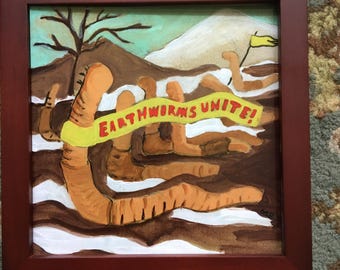 Earthworms Unite -Small Framed Print
