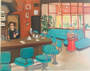 Rod’s Coffee Shop 2017, Original painting on canvas