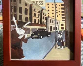 Rabbit Noir -  framed small  print