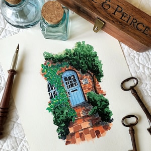 Illustrazione fatta a mano - Cottagecore Door, Ivy and Bricks