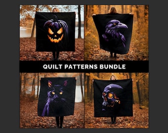 Halloween Quilt Pattern Bundle – 5 FPP Spooky Designs (PDF)