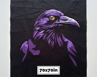 Raven Quilt Pattern PDF (70"): Gothic Halloween Bed Quilt FPP