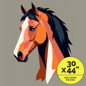 Horse Paper Pieced Pattern, Horse Quilt Pattern For Beginners | Room Decor | Instant Download Pdf - 30 x 44 Inch