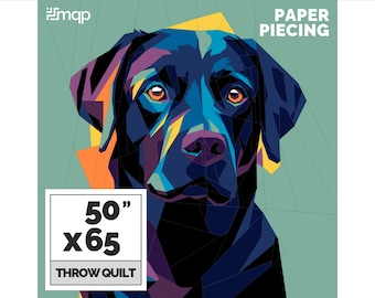 Black Labrador Dog Quilt Pattern, Patchwork Sewing Pattern For Dog, Animal Quilt Patterns | Instant Download PDF - 50 x 65 Inch