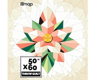 Modern Flower Quilt Pattern – Spring Throw Quilt (PDF Download)