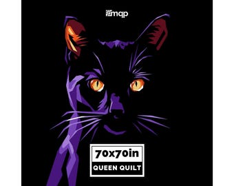 Black Cat Halloween Quilt Pattern | Modern FPP, Spooky Decor (PDF)