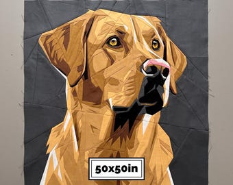 Golden Labrador Quilt Pattern: 50x50 FPP Dog Portrait (PDF Pattern)