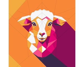 Motif de courtepointe en agneau, motif de courtepointe de Pâques pour débutants, motifs d'assemblage en papier | Téléchargement instantané PDF