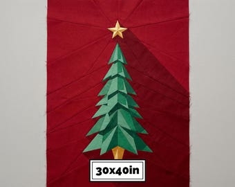Christmas Tree Quilt Pattern PDF 30×40"– Paper Piecing Christmas Wall Hanging