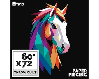 Modern Horse Quilt Pattern – FPP Patchwork Template (60x72 in, PDF Download)