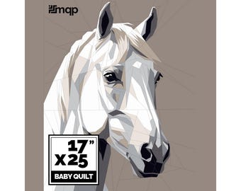 White Horse Quilt Pattern – Modern FPP Animal Design (PDF)