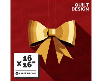 Xmas Bow Quilt Pattern, Papier zusammennähen (Instant Download PDF)