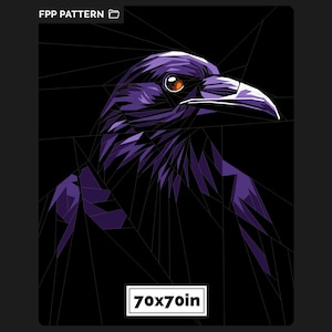 Lunar Raven Quilt Pattern 70x70 – Large Geometric Bird, FPP Sewing