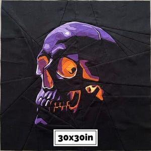 Mönster för Halloween-täcke med dödskalle i PDF-format – Gotisk FPP-sömnad (76 cm)