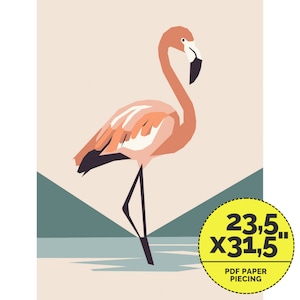 Flamingo Quilt Pattern, Paper Piecing Patterns, Room Decor | Instant Download Pdf - 23.5 x 31.5 Inch