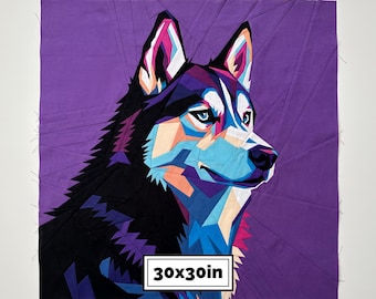 Siberian Husky Quilt Pattern – 30x30" FPP Dog Portrait (PDF Download)