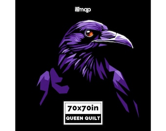 Raven Quilt Pattern PDF (70"): Gothic Halloween Bed Quilt FPP