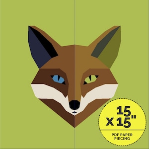 Forest Fox Quilt Pattern, Foundation Paper piecing Quilt Patterns, Room Decor | Instant Download Pdf - 15 x 15 Inch