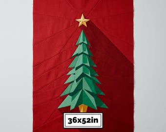 Christmas Tree Quilt Pattern PDF 36×52"– Paper Piecing Christmas Wall Hanging